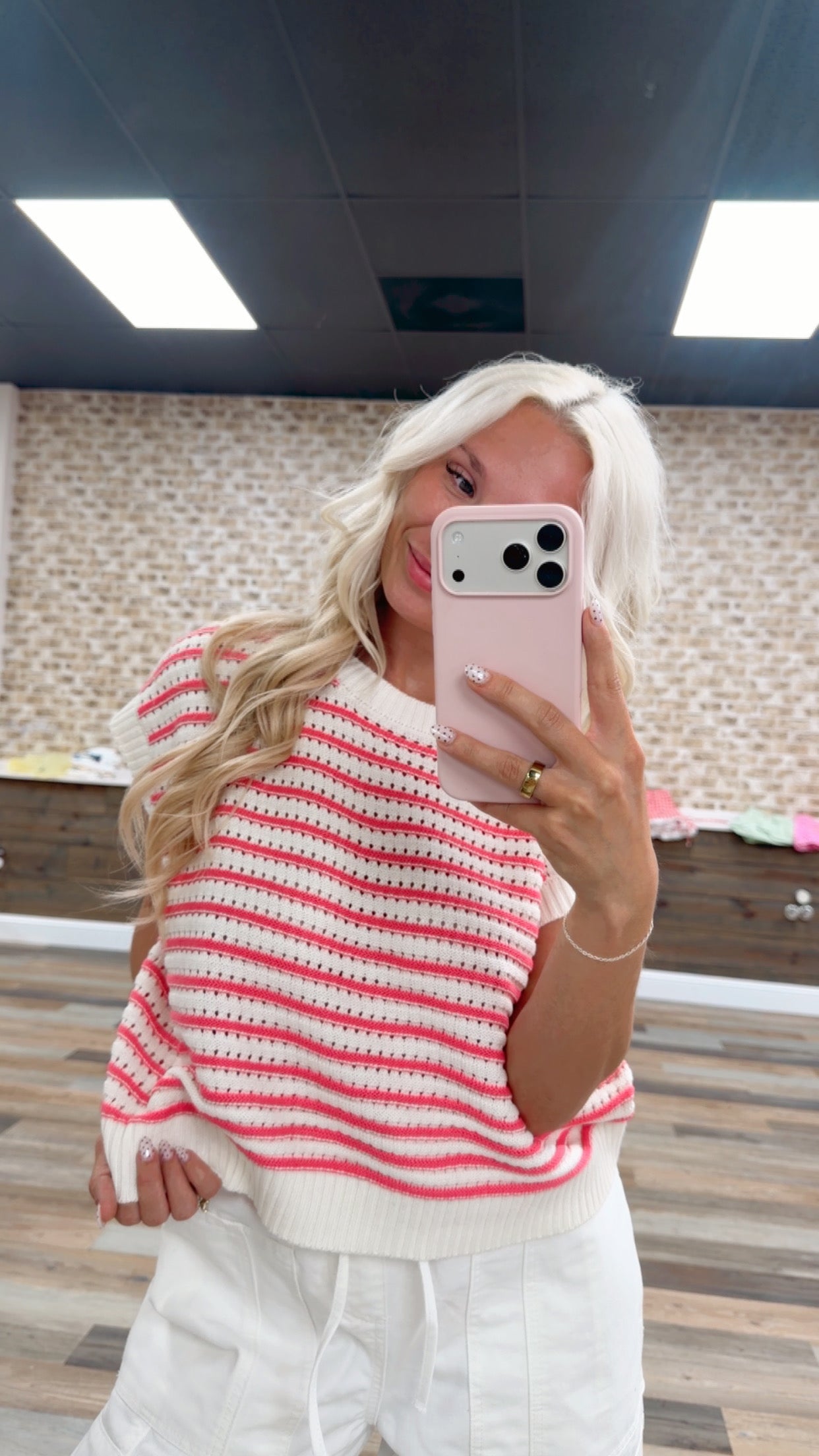 Striped Sleeveless Crew Neck Top