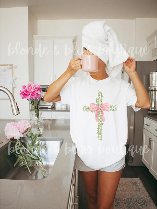 floral bow cross graphic