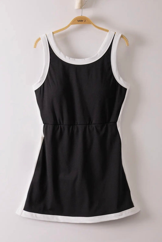b+w color block activewear dress