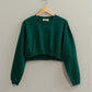 green long sleeve cropped sweatshirt