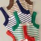 crochet sleeved striped knit tank top