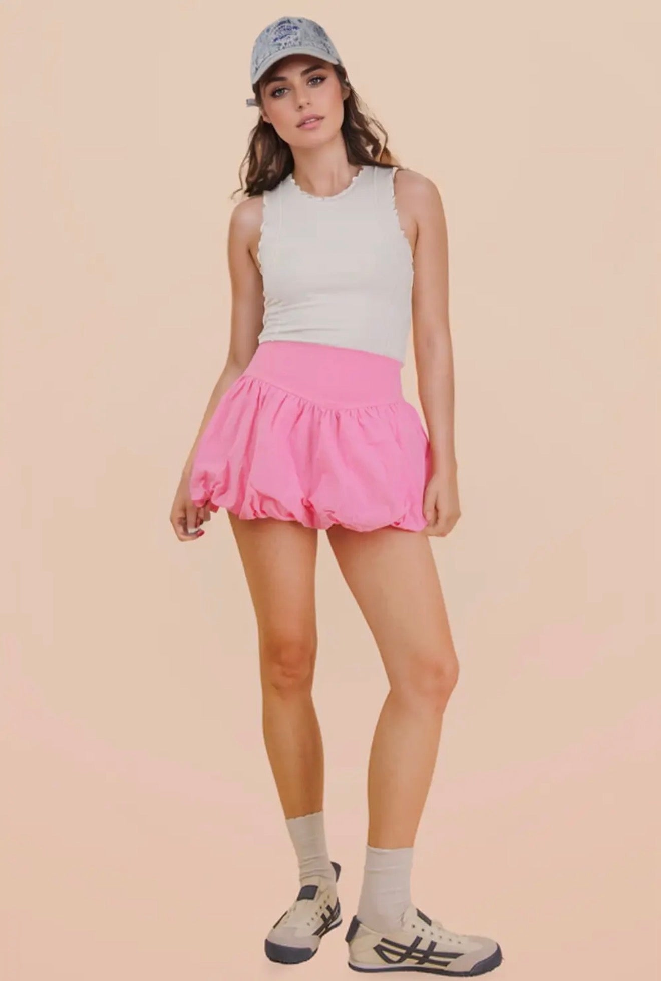 pink bubble activewear skirt with shorts