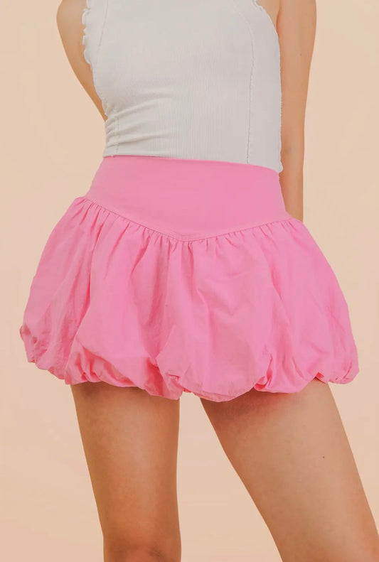 pink bubble activewear skirt with shorts