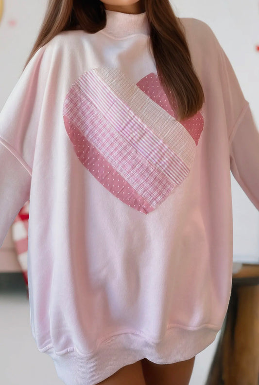 patch work mockneck sweatshirt