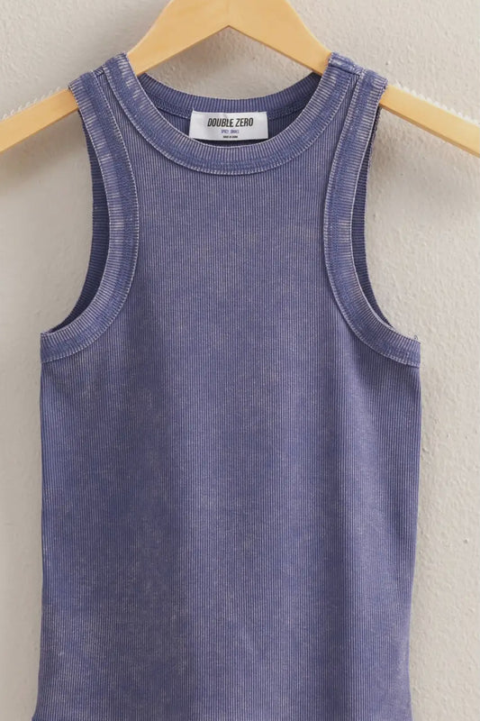 dusty indigo / washed ribbed round neck tank