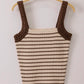 crochet sleeved striped knit tank top