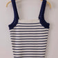 crochet sleeved striped knit tank top