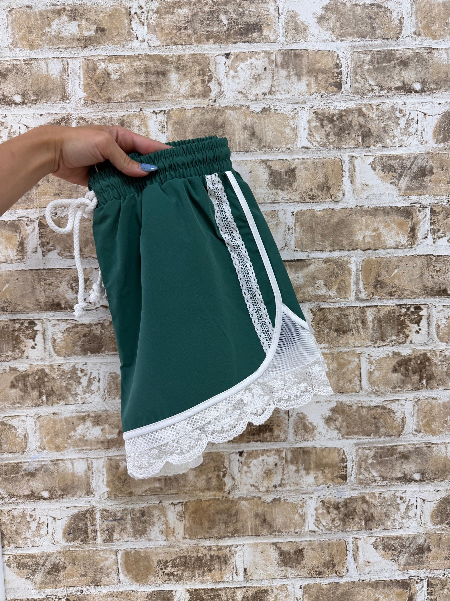 lace trim activewear shorts - pink, green + navy!