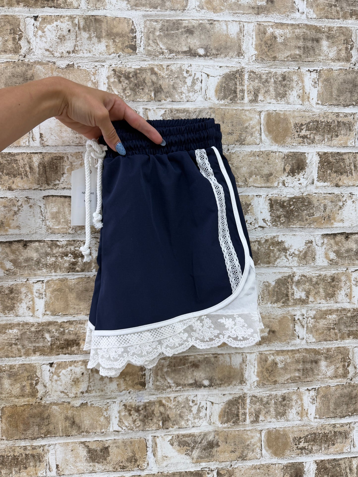 lace trim activewear shorts - pink, green + navy!