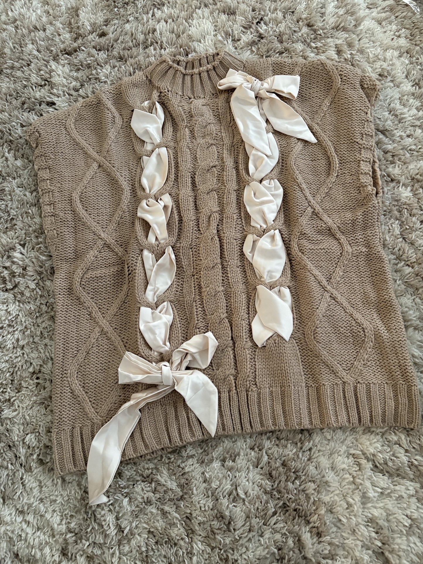 Knit Sweater with Satin Bows