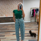 denim dandelion washed barrel jeans with tie waist