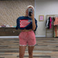red picnic shorts