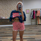 red picnic shorts