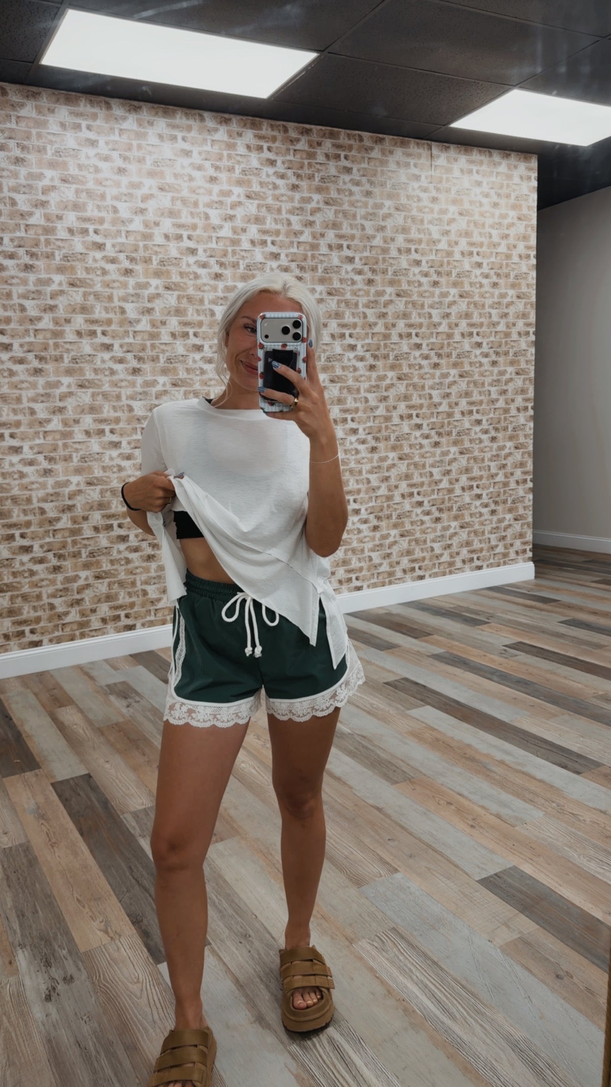 lace trim activewear shorts - pink, green + navy!
