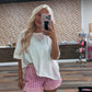 pink gingham ruffle shorts