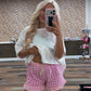 pink gingham ruffle shorts