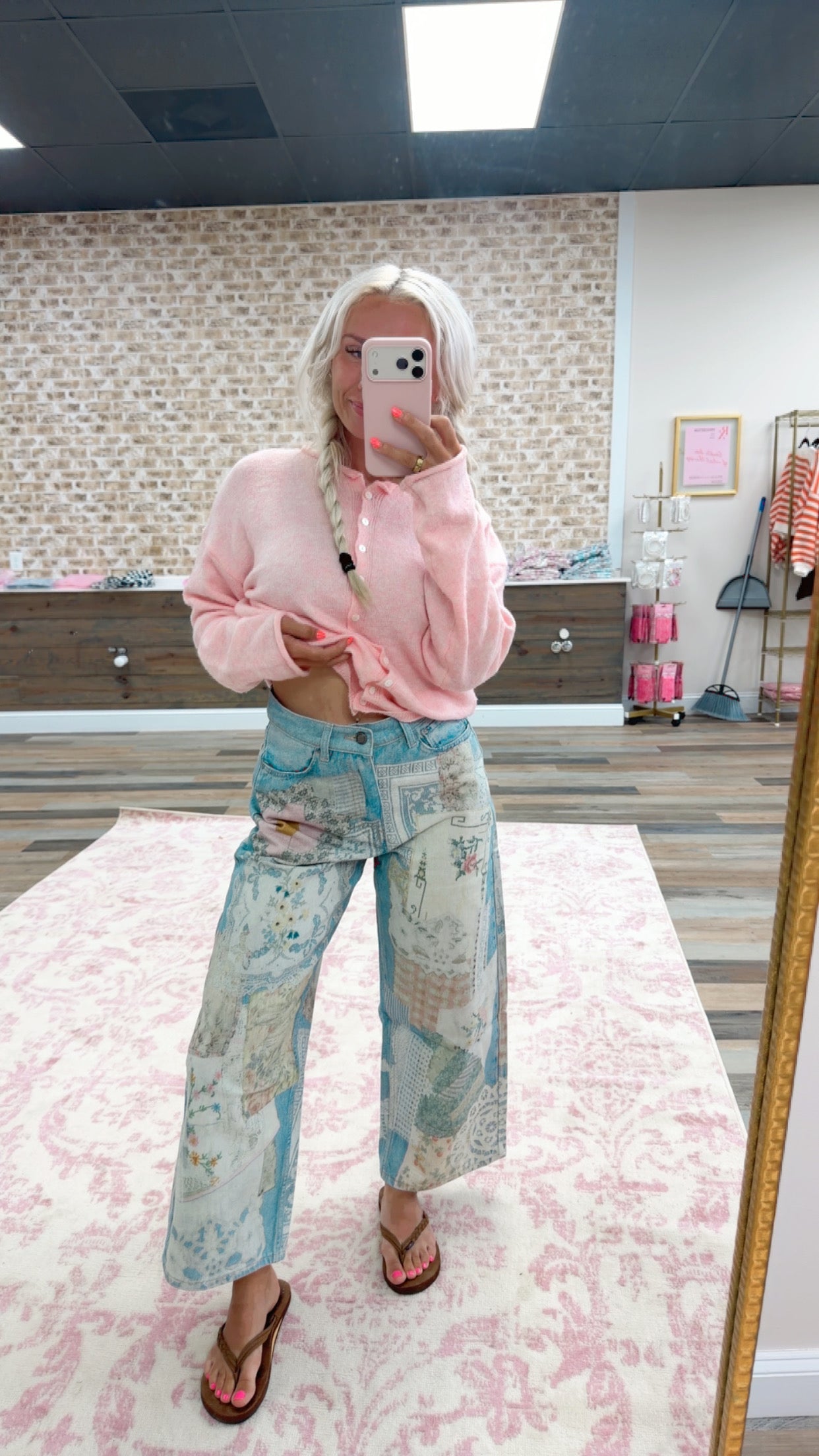 Digitally Printed Patchwork Denim Pants