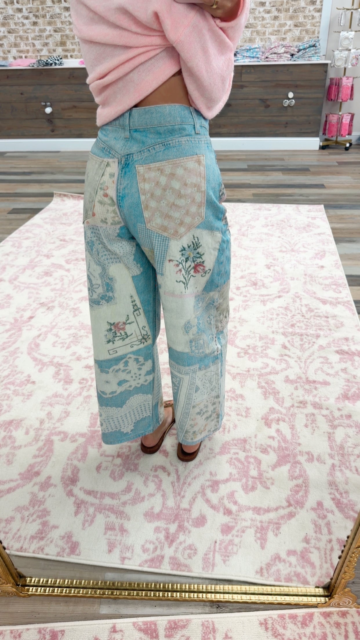 Digitally Printed Patchwork Denim Pants