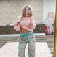 Digitally Printed Patchwork Denim Pants
