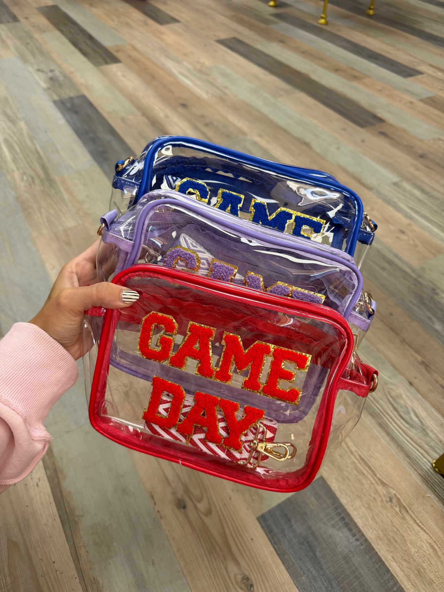 clear game day bags with strap