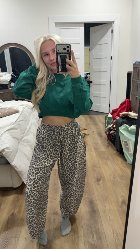 pine green cropped sweatshirt