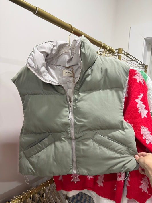 SAGE GREEN PUFFER VEST