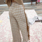 plaid chestnut pants with tie sides