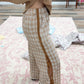 plaid chestnut pants with tie sides