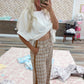 plaid chestnut pants with tie sides