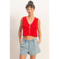 V-Neck Textured Sleeveless Knit Vest