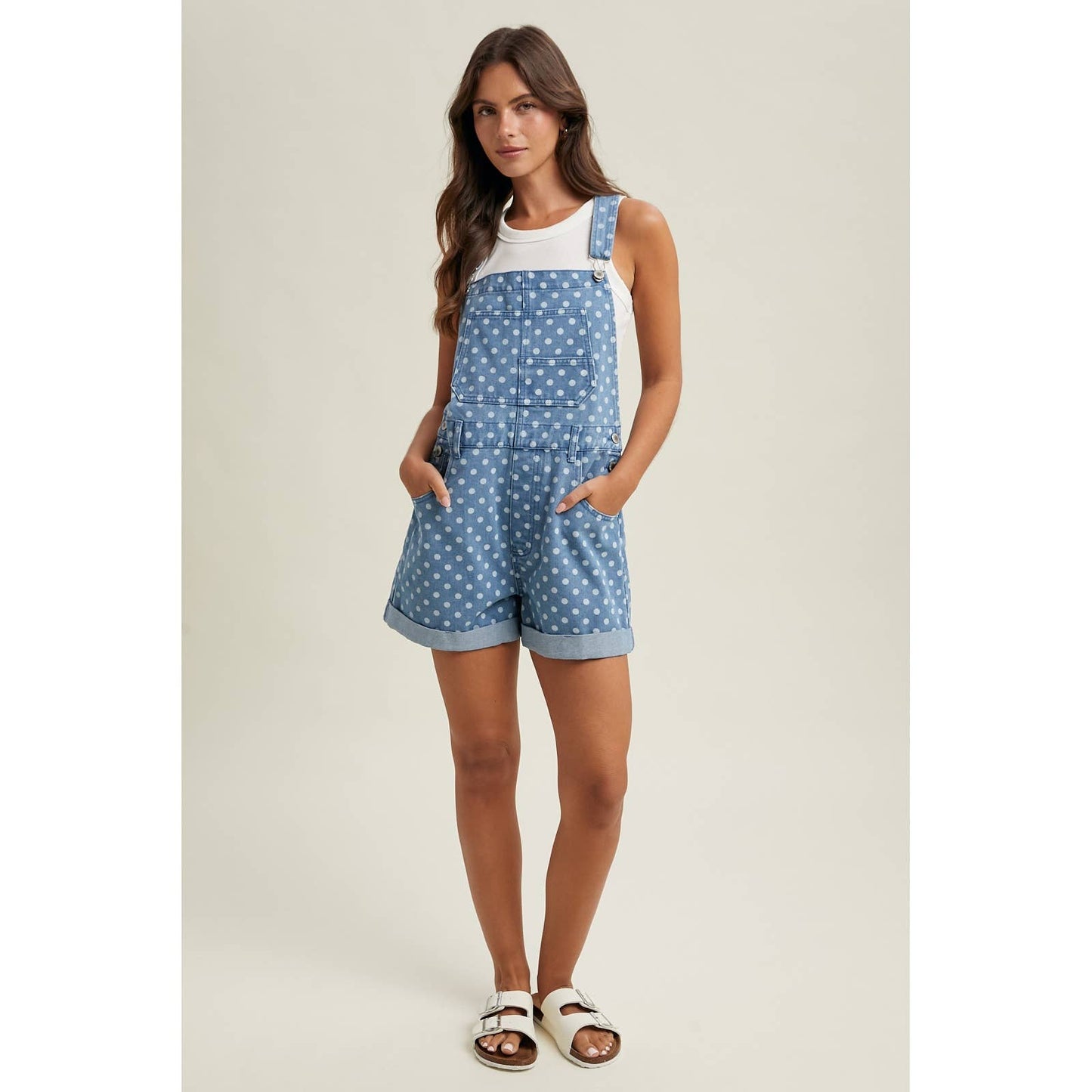 OVERSIZED POLKA DOT DENIM OVERALLS