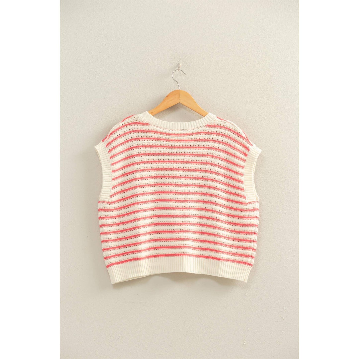 Striped Sleeveless Crew Neck Top