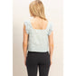 Embroidered Gingham Tie Front Top