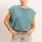 Crew Neck Boxy Sleeveless Cropped Top