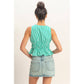 Striped Tie Front Peplum Sleeveless Top