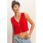 V-Neck Textured Sleeveless Knit Vest